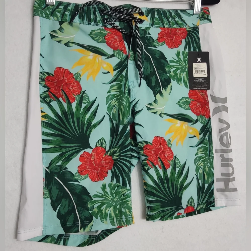 Hurley Hibiscus Floral‎ Stretch Board Shorts Swim Trunks Mens size 28 NEW